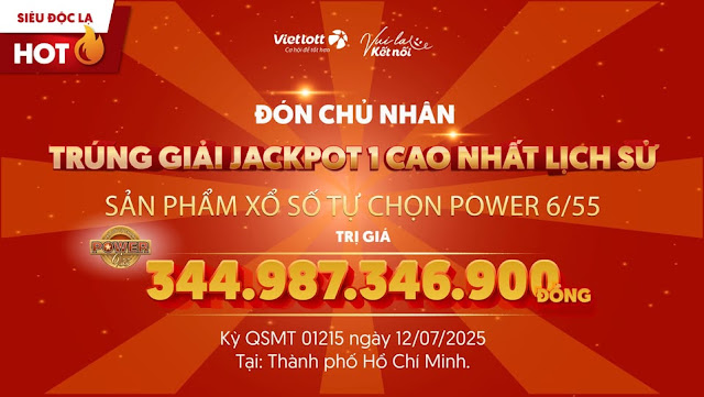 Vietlott 공식 페이스북에서 발표한 당첨 공지 이미지