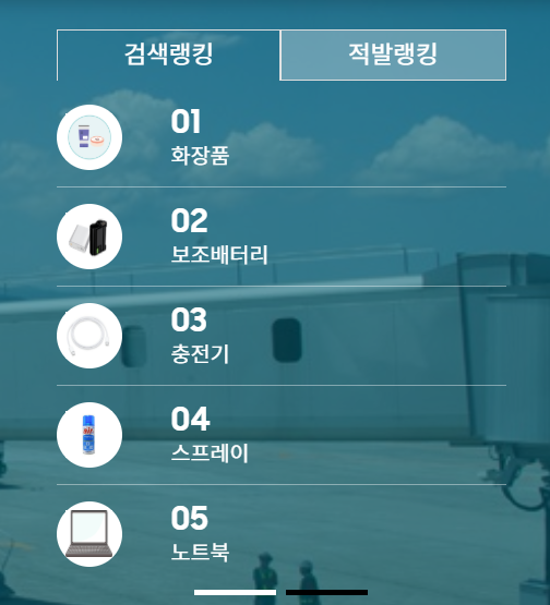 기내 반입금지물품 적발 랭킹 이미지