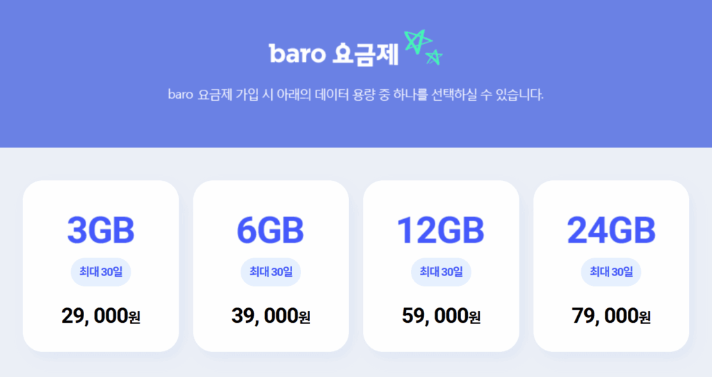 SKT baro(바로) 요금제 이미지