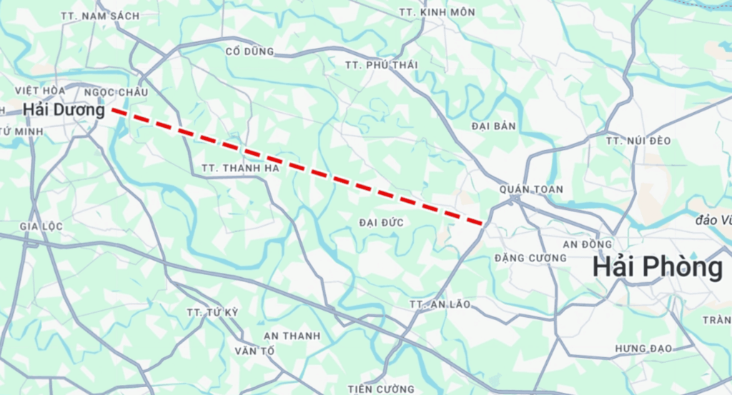 하이퐁 부동산 투자를 위한 하이퐁 하이즈엉 연결도로 노선도